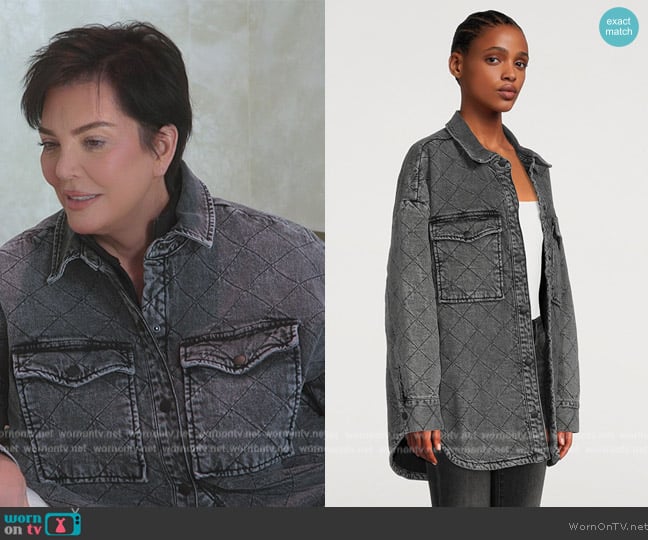 Good American Quilted Denim Jacket worn by Kris Jenner (Kris Jenner) on The Kardashians