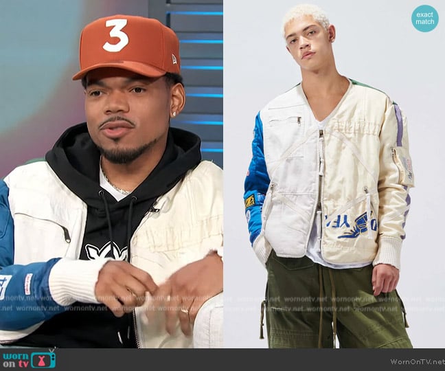 Greg Lauren Racer Modern Flight Jacket worn by Chance the Rapper on Access Hollywood