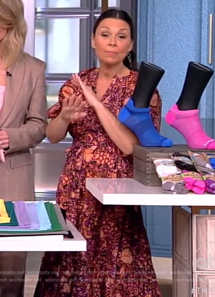 Gretta Monahan’s red floral print dress on The View