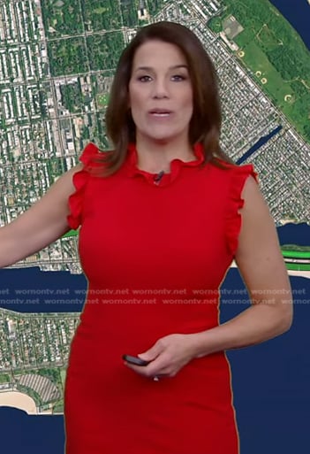 Heather’s red ruffle trim dress on Good Morning America