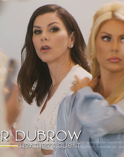 Heather Dubrow’s white Fendi logo top on Selling Sunset