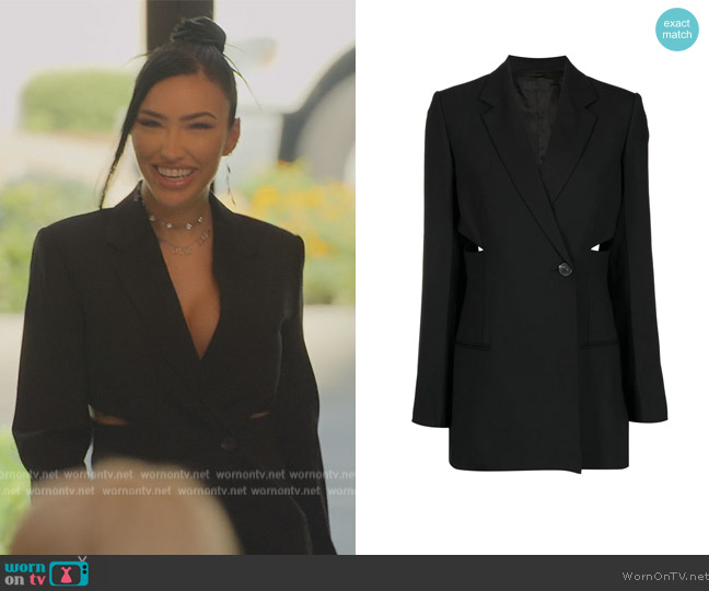 Helmut Lang cut-out single-breasted blazer worn by Bre Tiesi on Selling Sunset