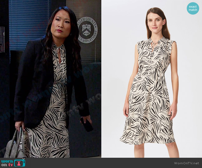 Hobbs London Evangeline Dress worn by Melinda Trask (Tina Huang) on Days of our Lives