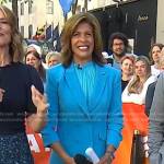 Hoda’s blue double breasted blazer and flare pants on Today
