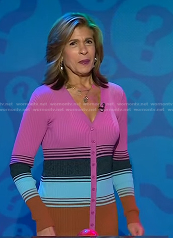 Hoda’s multicolor striped ribbed dress on Today
