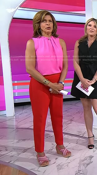 Hoda’s pink sleeveless top and striped sandals on Today