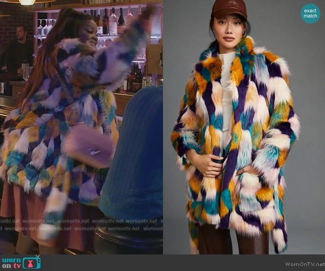 Hutch Hutch Faux Fur Coat worn by Nicky (Nicole Byer) on Grand Crew