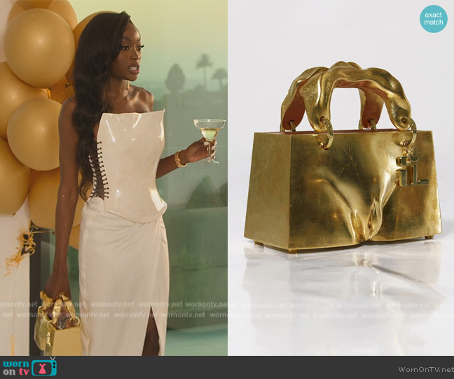 Stef Van Looveren Mini Intersex Bag worn by Chelsea Lazkani on Selling Sunset