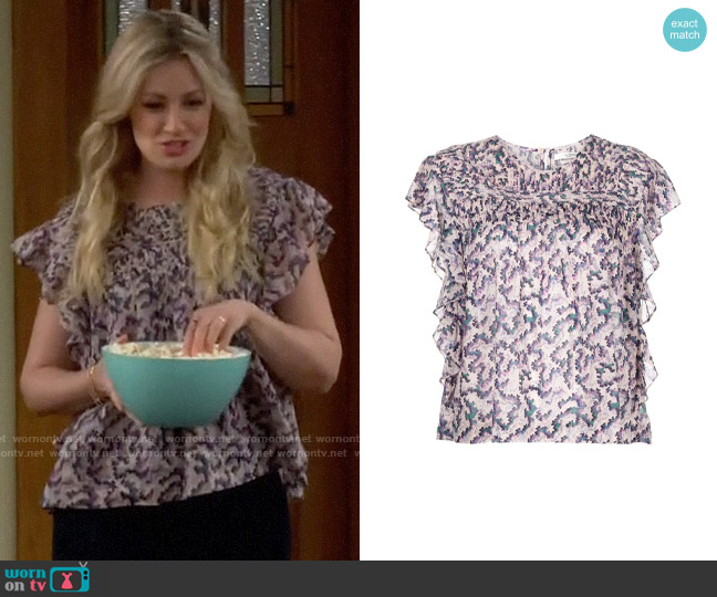 Etoile Isabel Marant Ilayona Blouse worn by Gemma (Beth Behrs) on The Neighborhood