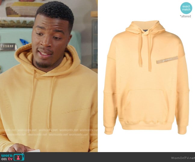 Jacquemus stitch-detail cotton hoodie worn by Spencer James (Daniel Ezra) on All American