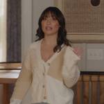 Jamie’s colorblock beige cardigan on All American