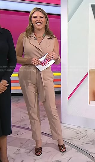 Jenna’s beige sleeveless belted jumpsuit on Today