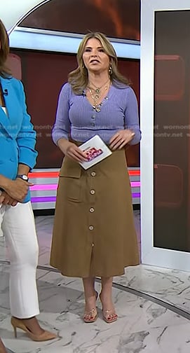 Jenna’s purple ribbed sweater and brown skirt on Today