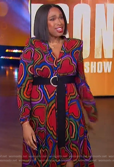 Jennifer’s heart print dress on The Jennifer Hudson Show
