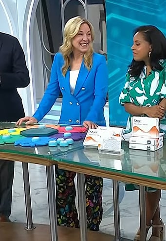 Jennifer Jolly’s blue blazer and butterfly print pants on Today