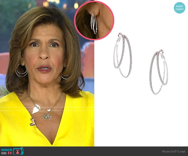 Jennifer Miller Asymmetrical Double Pave Crystal Hoop Earrings worn by Hoda Kotb on Today