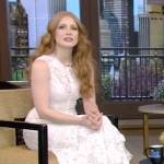 Jessica Chastain’s white lace sleeveless dress on Live with Kelly and Mark