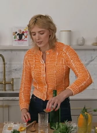 Jessie Inchauspé’s orange knit cardigan on Good Morning America