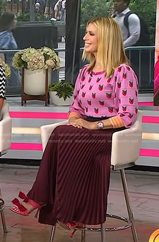 Jill’s fuchsia satin blazer and sandals on Today