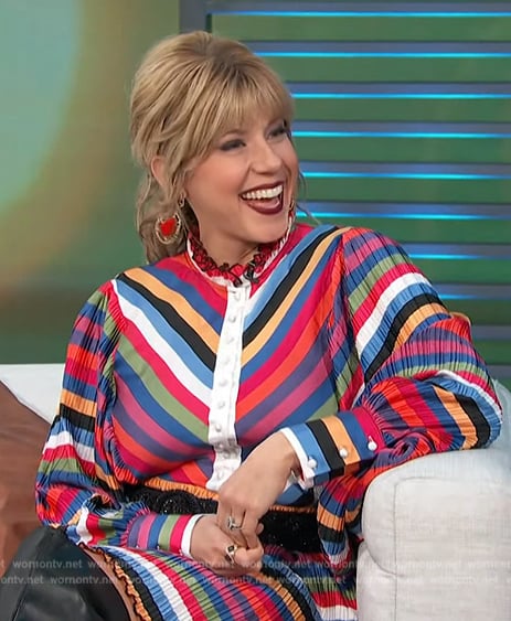 Jodie Sweetin’s striped mini dress on Access Hollywood