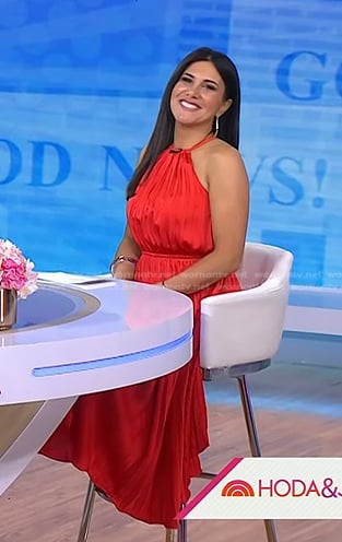 Joelle Garguilo’s red pleated halter dress on Today