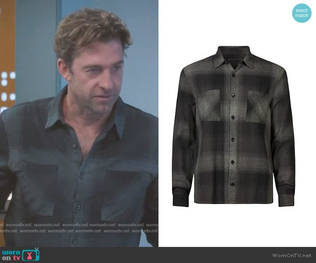 John Varvatos Cole Plaid Long-Sleeve Shirt in Black worn by Nick Marsh (Scott Speedman) on Greys Anatomy