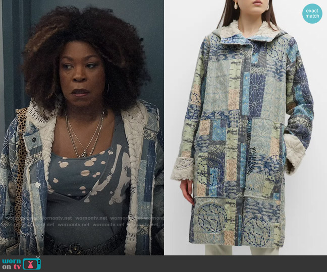 Johnny Was Shasiko Patchwork-Print Sherpa-Lined Jacket worn by Viola Marsette (Lorraine Toussaint) on The Equalizer