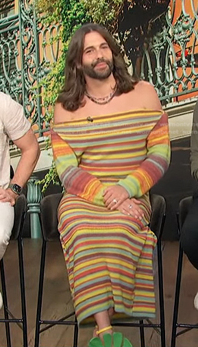 Jonathan Van Ness’s striped knit dress on Access Hollywood
