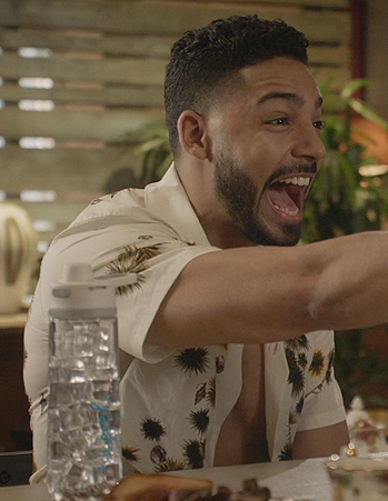 Jordan’s white floral print shirt on All American