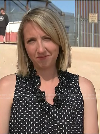Julia E. Ainsley’s navy polka dot top on NBC News Daily