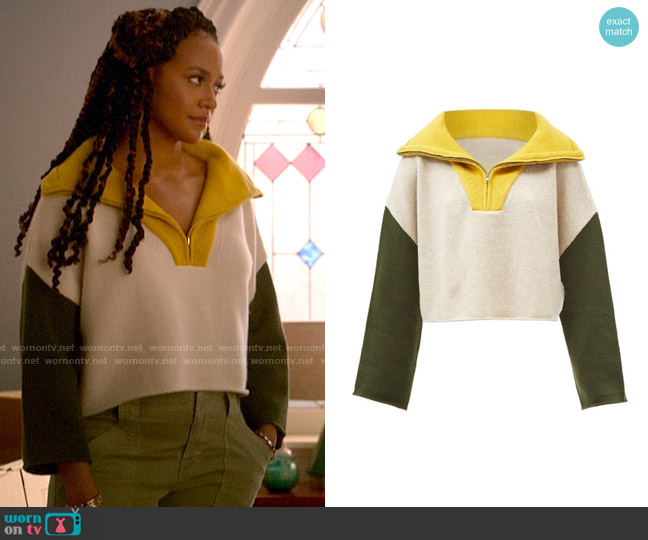 J.W. Anderson Crop Neck Zip Jumper worn by Sondi Hill (Corbin Reid) on Run the World