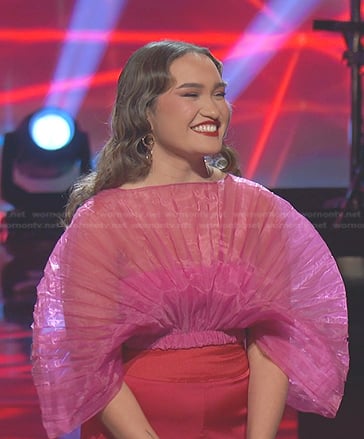 Kala Banham’s pink pleated organza top on The Voice
