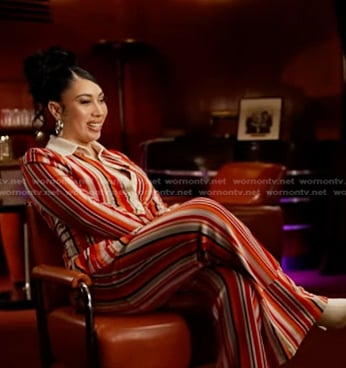 Kali Uchis’s striped shirt and pants on Good Morning America