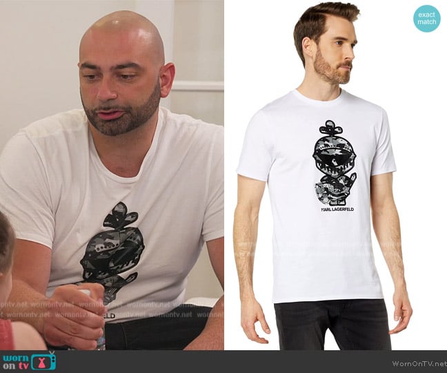 Karl Lagerfeld Paris Karl Camo Armour T-Shirt worn by John on The Real Housewives of New Jersey
