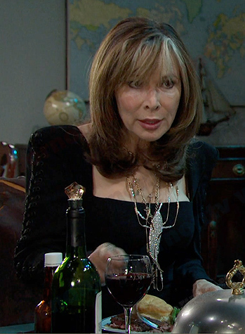 Kate’s black lace-up sleeve dress on Days of our Lives