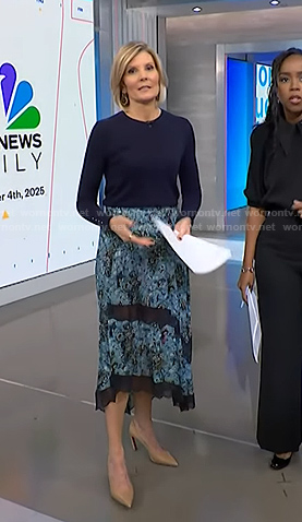 Kate’s navy top and blue floral skirt on NBC News Daily