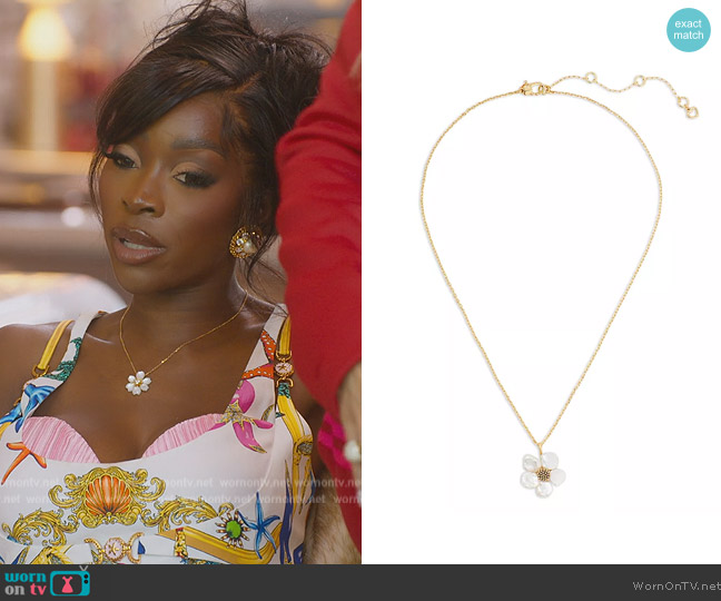 Kate Spade Floral Frenzy Flower Mini Pendant Necklace worn by Chelsea Lazkani on Selling Sunset