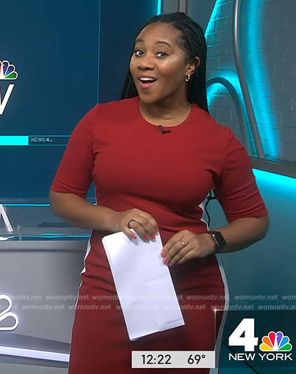 Kay Angrum’s red side stripe dress on NBC News Daily