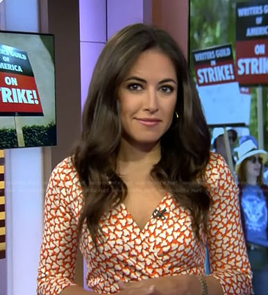 Kaylee’s orange printed wrap dress on Today