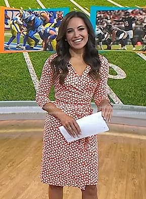 Kaylee’s orange printed wrap dress on Today