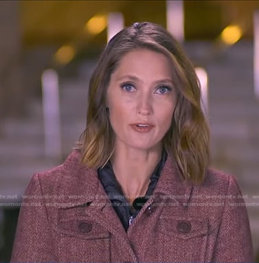 Kayna Whitworth’s pink herringbone coat on Good Morning America