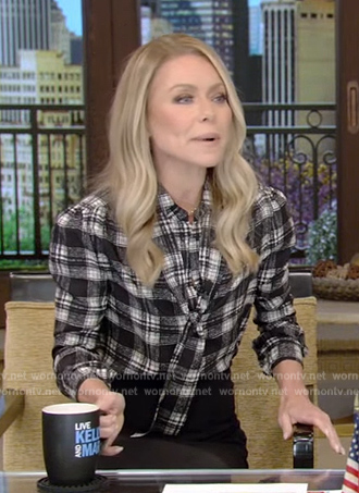 Kelly’s plaid shirt on Live with Kelly and Mark