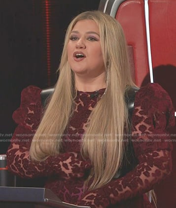 Kelly’s red floral sheer dress on The Voice