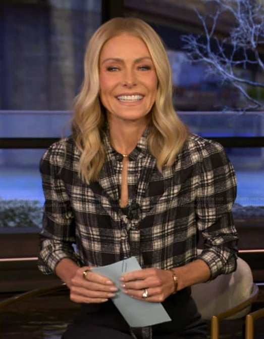 Kelly’s plaid shirt on Live with Kelly and Mark