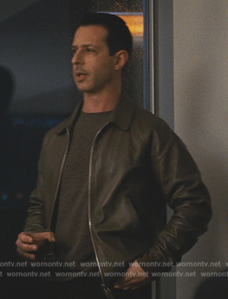 Kendall’s brown leather jacket on Succession