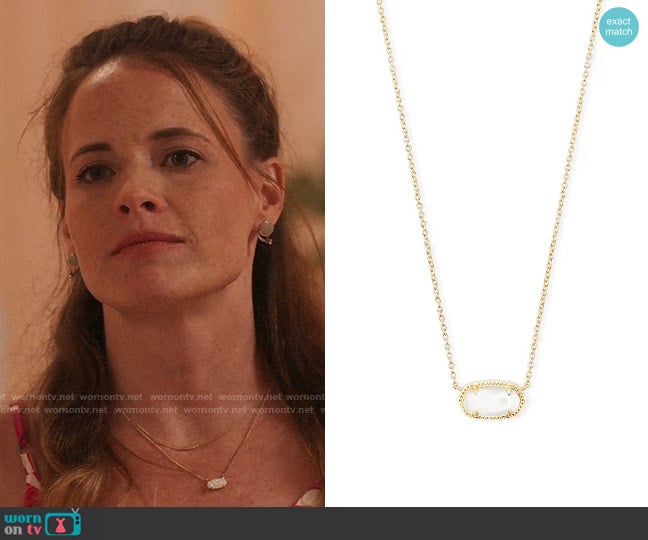 Kendra Scott Elisa Necklace in Ivory Mother Of Pearl worn by Courtney Hobbs (Katie Leclerc) on Fantasy Island