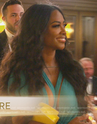 Kenya Moore’s turquoise dress on The Real Housewives of New Jersey