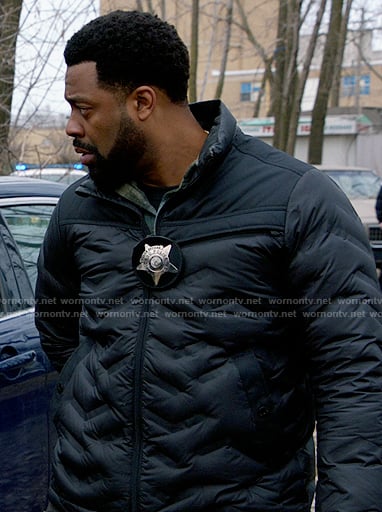 Kevin’s black jacket with chevrons on Chicago PD