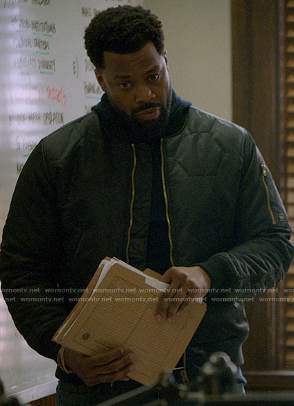 Kevin’s honeycomb quilted bomber jakcet on Chicago PD