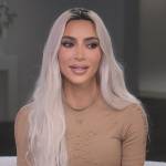 Kim’s beige ribbed top on The Kardashians